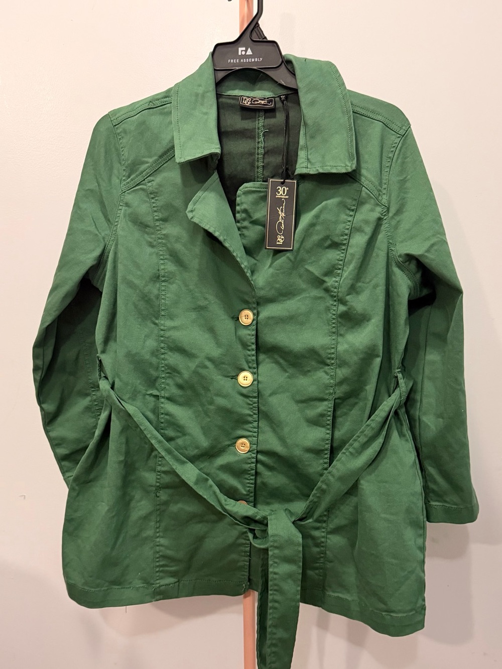 Belted stretch utility trench coat by DG2 by Diane Gilman size 1 x